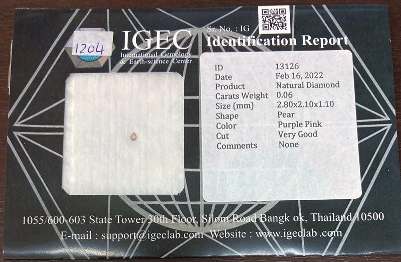 0.06CT CERTIFIED NATURAL PINK DIAMOND
