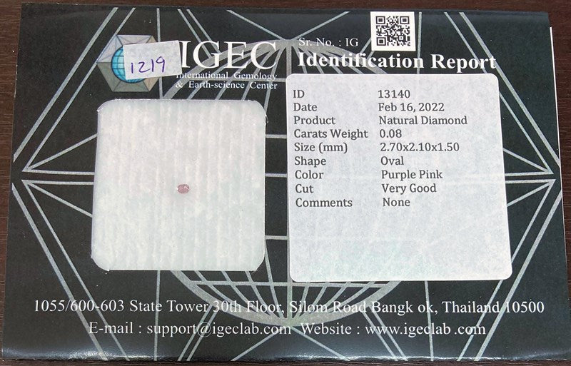 0.08CT CERTIFIED NATURAL PINK DIAMOND