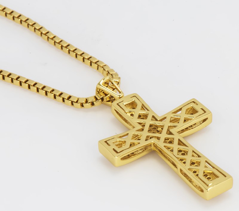 18CT YELLOW GOLD PLATED CROSS PENDANT