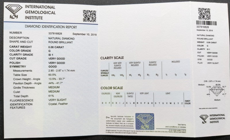 0.08CT CERTIFIED NATURAL ROUND DIAMOND