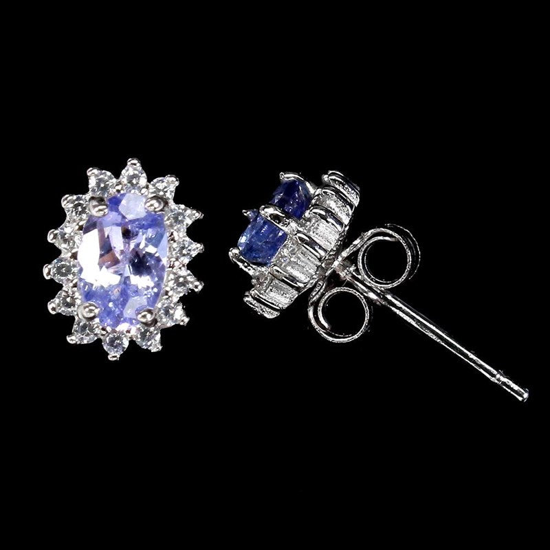 14ct WHITE GOLD NATURAL TANZANITE EARRINGS