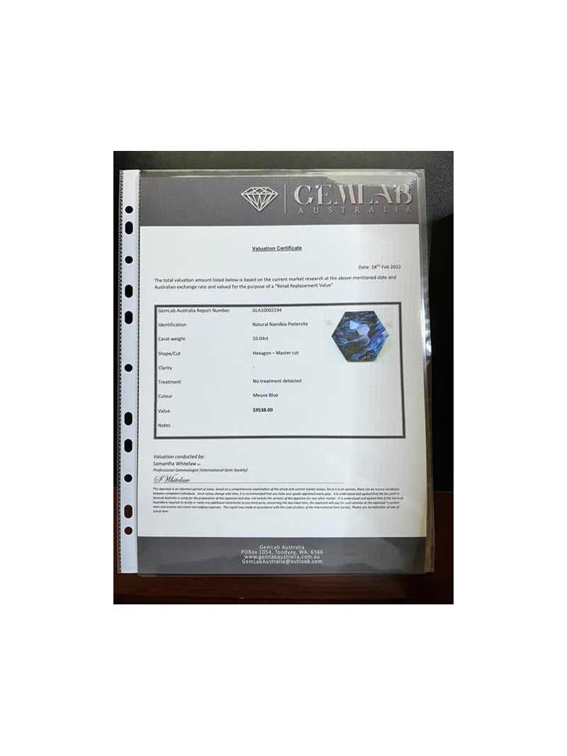10.04 CARAT MEUVE BLUE NATURAL PIETERSITE