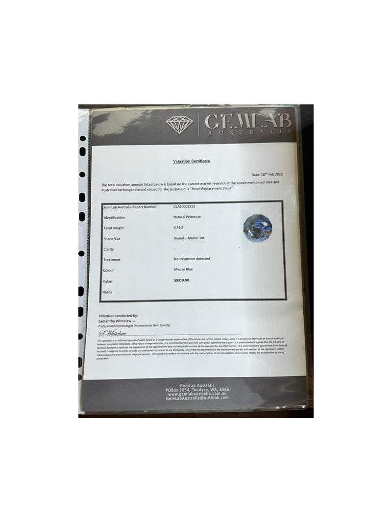 9.81 CARAT MEUVE BLUE NATURAL PIETERSITE