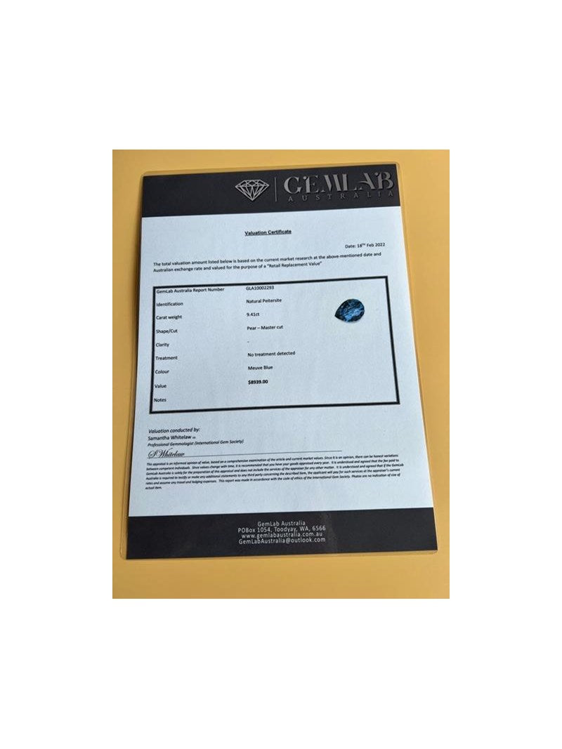 9.41 CARAT MEUVE BLUE NATURAL PIETERSITE