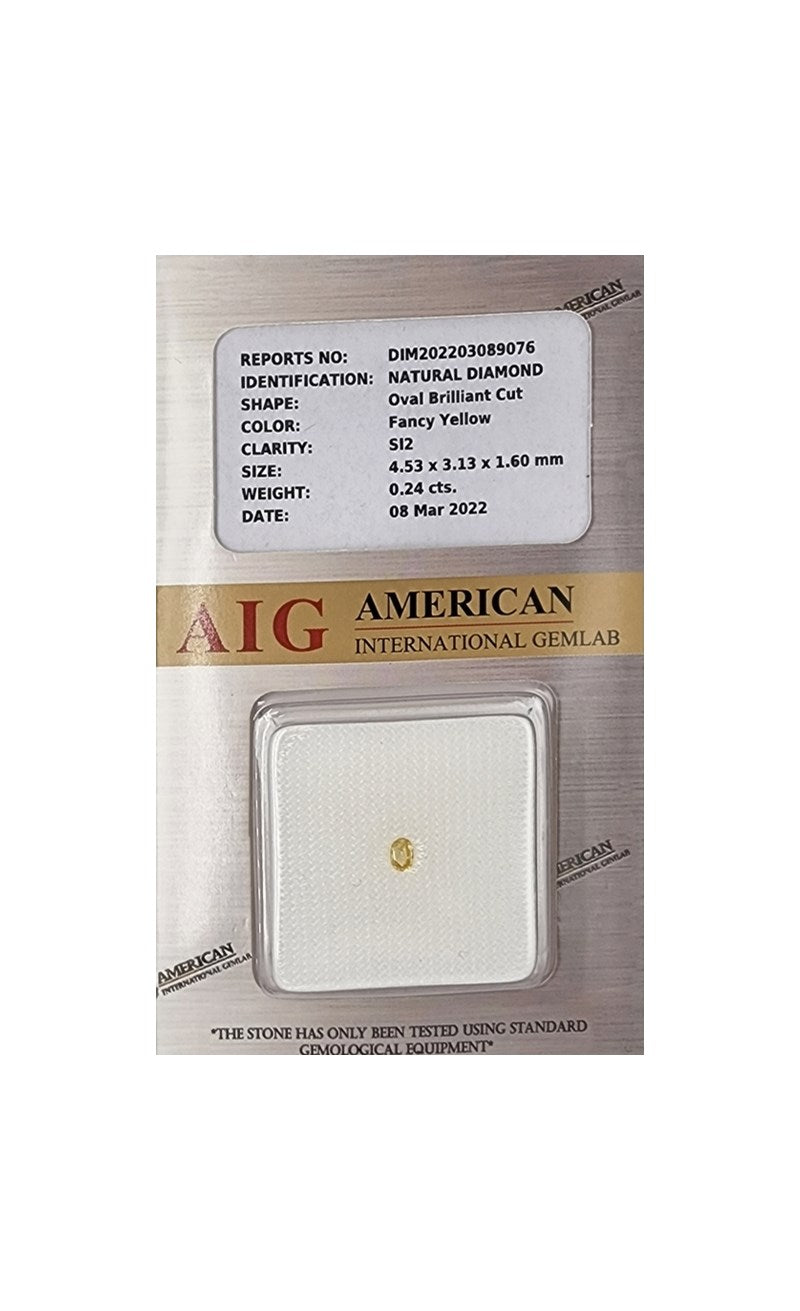 0.24 CARAT CERTIFIED NATURAL FANCY YELLOW DIAMOND