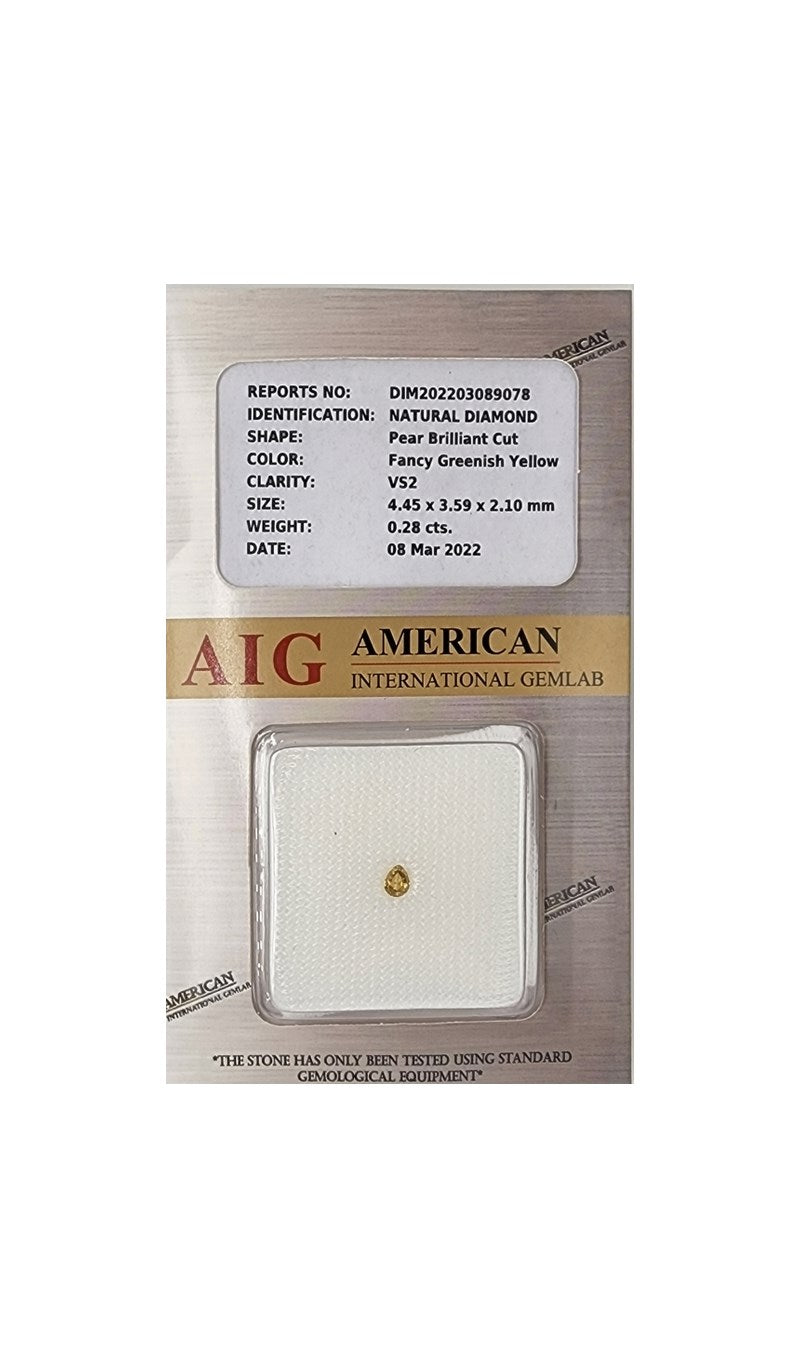 0.28 CARAT CERTIFIED NATURAL FANCY GREENISH-YELLOW DIAMOND