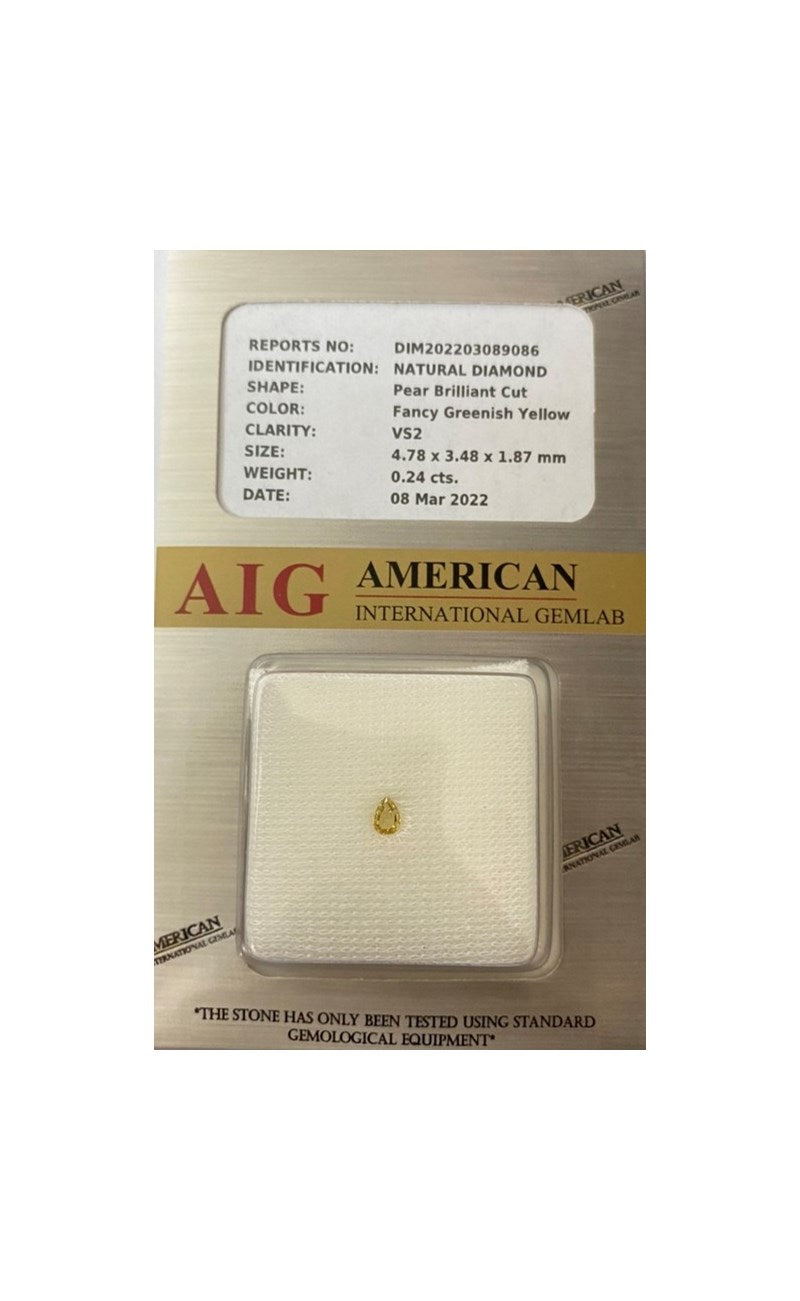 0.24 CARAT CERTIFIED NATURAL FANCY GREENISH-YELLOW DIAMOND