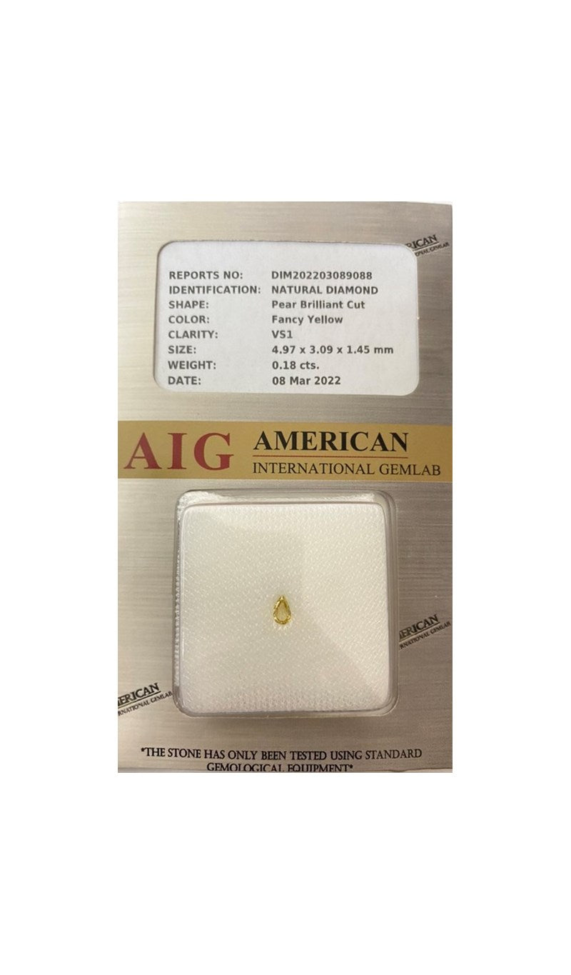 0.18 CARAT CERTIFIED NATURAL FANCY YELLOW DIAMOND