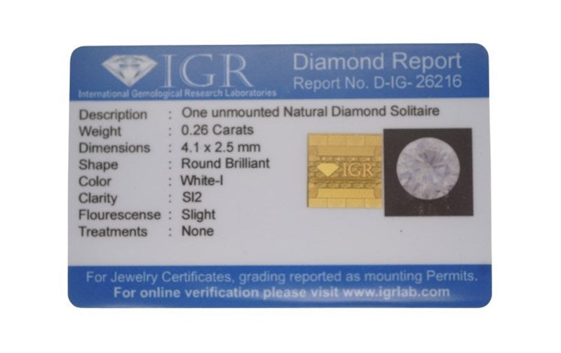 0.26 CARAT CERTIFIED NATURAL DIAMOND SOLITAIRE