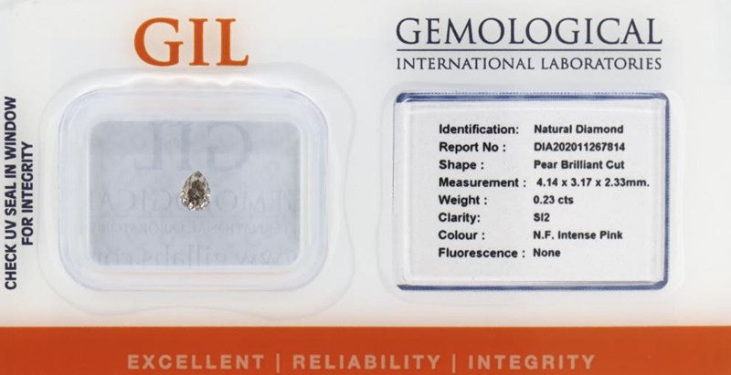 0.23CT CERTIFIED NATURAL FANCY INTENSE PINK DIAMOND