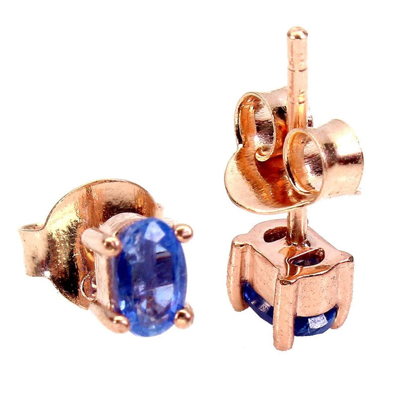 14K ROSE GOLD & NATURAL KYANITE EARRINGS.