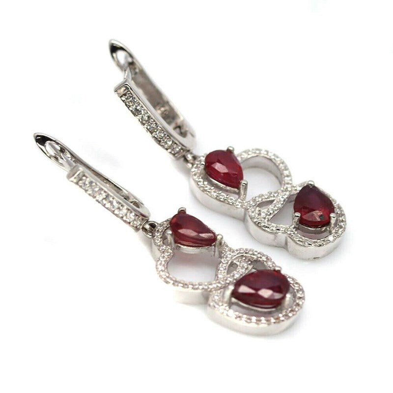 14ct WHITE GOLD NATURAL RUBY EARRINGS EARRINGS