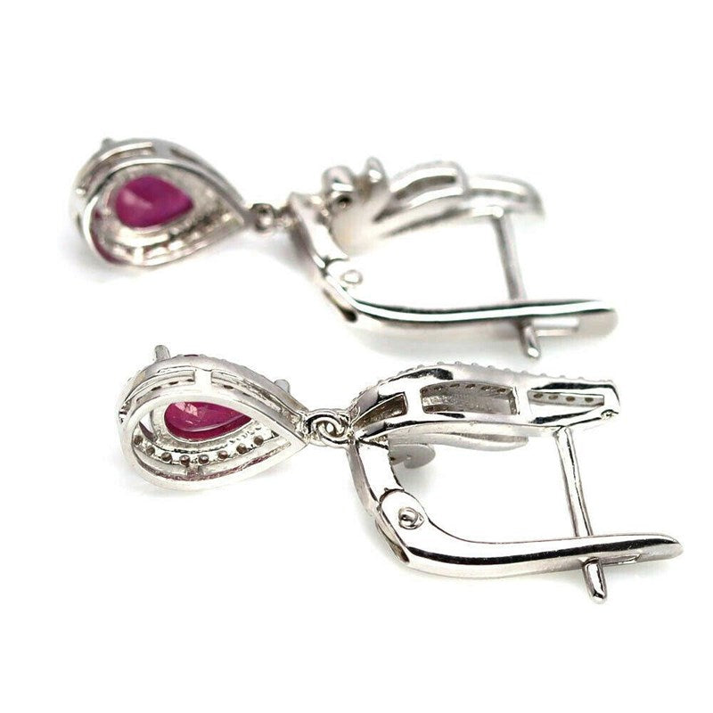 14ct WHITE GOLD NATURAL RED RUBY EARRINGS