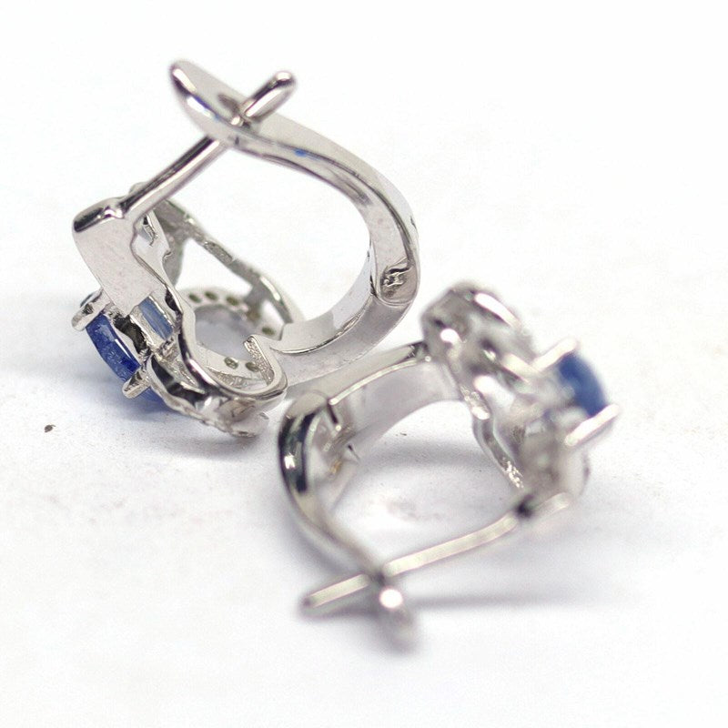 14ct WHITE GOLD NATURAL SAPPHIRE EARRINGS