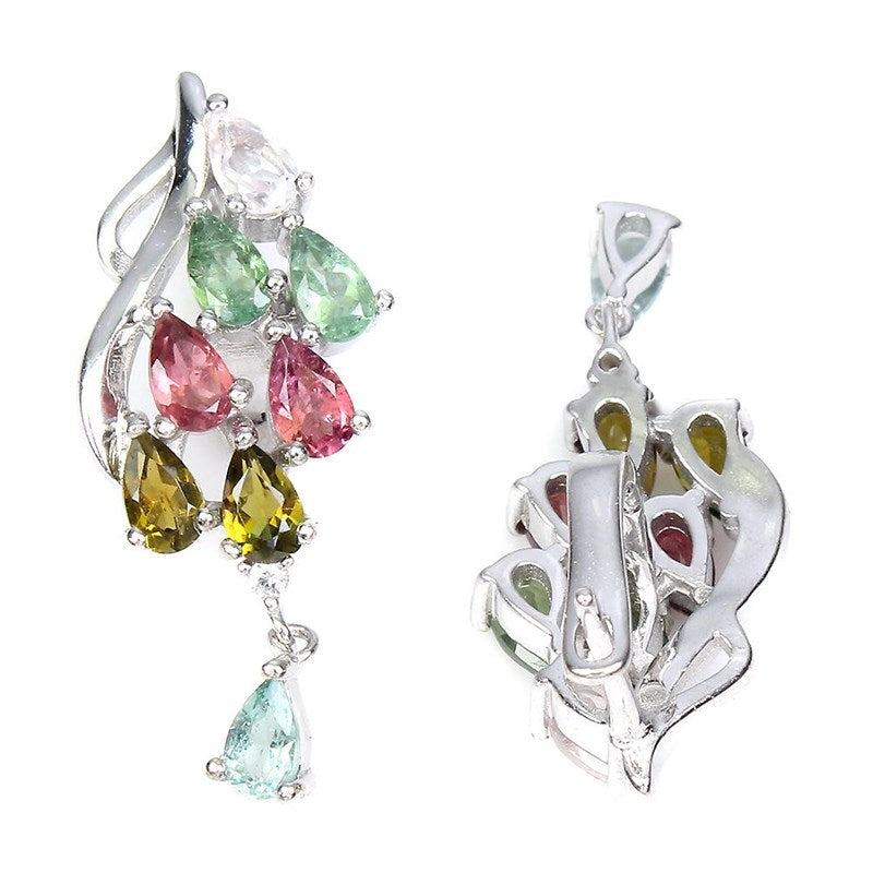 14ct WHITE GOLD NATURAL FANCY TOURMALINE EARRINGS
