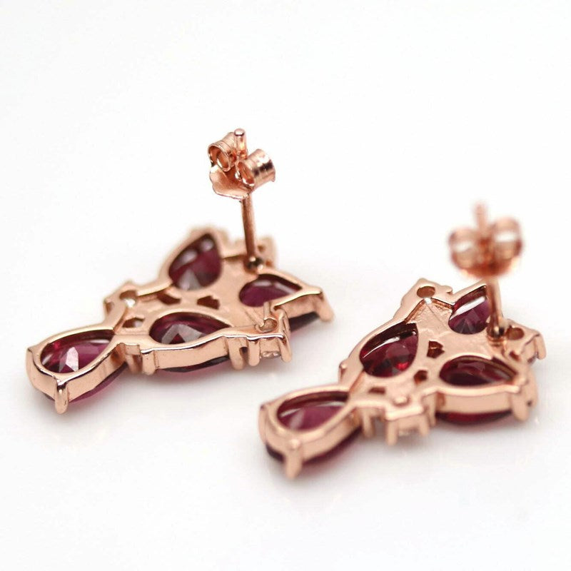 14CT ROSE GOLD, NATURAL RHODOLITE GARNET EARRINGS