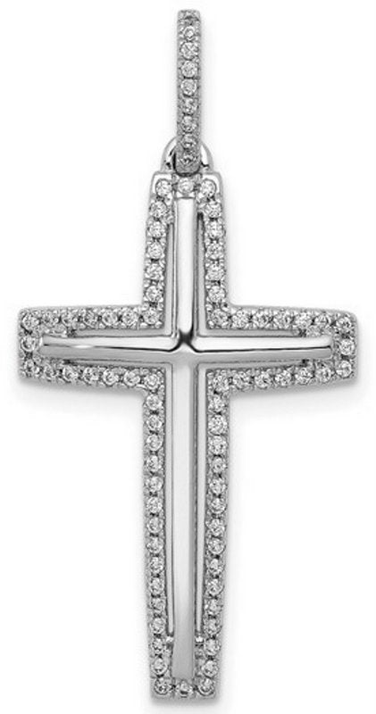 9CT WHITE GOLD & DIAMOND CROSS PENDANT