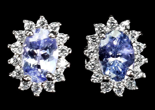 14ct WHITE GOLD NATURAL TANZANITE EARRINGS