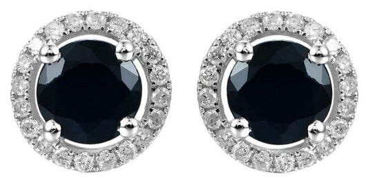 9CT WHITE GOLD DIAMOND & SAPPHIRE EARRINGS