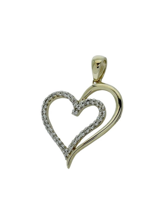 9CT YELLOW GOLD DIAMOND PENDANT