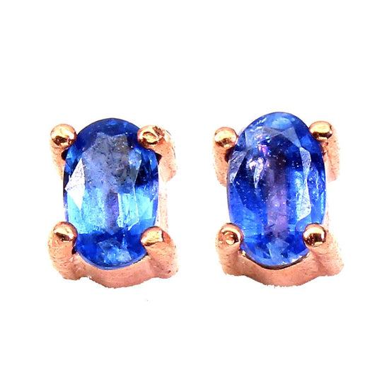 14K ROSE GOLD & NATURAL KYANITE EARRINGS.