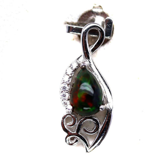 14ct WHITE GOLD NATURAL RAINBOW OPAL PENDANT