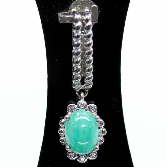 14ct WHITE GOLD NATURAL EMERALD PENDANT