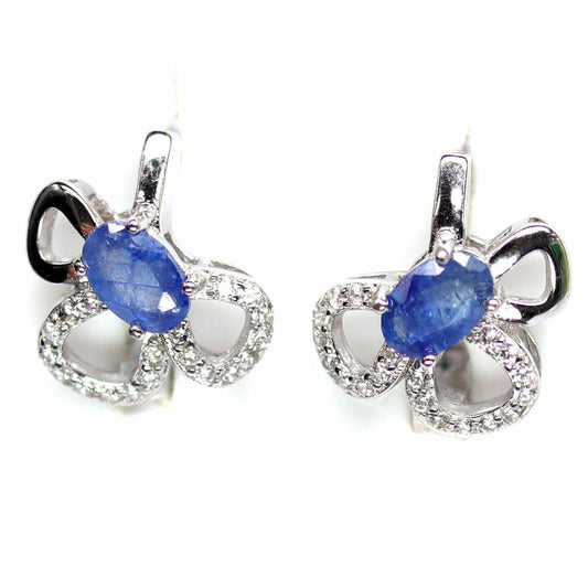 14ct WHITE GOLD NATURAL SAPPHIRE EARRINGS