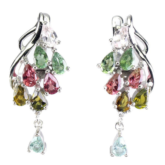 14ct WHITE GOLD NATURAL FANCY TOURMALINE EARRINGS