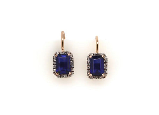 14CT ROSE GOLD BLUE SAPPHIRE & DIAMOND EARRINGS